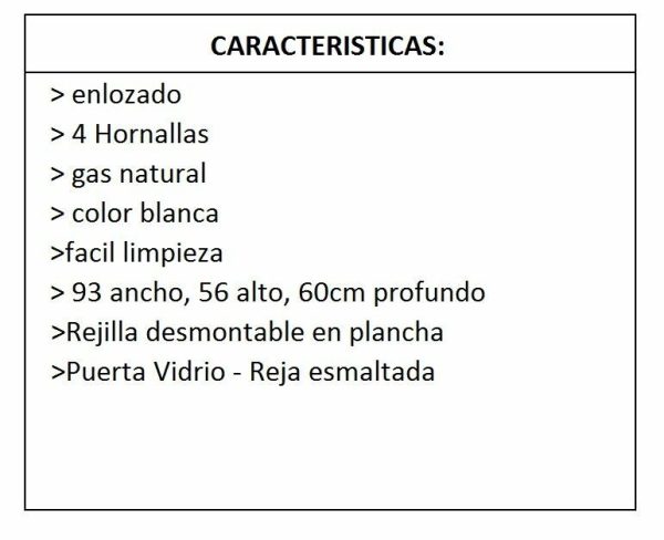 Cocina Escorial Master S2 Blanca Classic Gas Natural