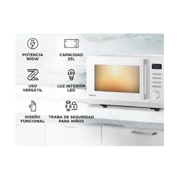 MICROONDAS PHILCO Digital 23lts 900w Blanco Mphdw23uap